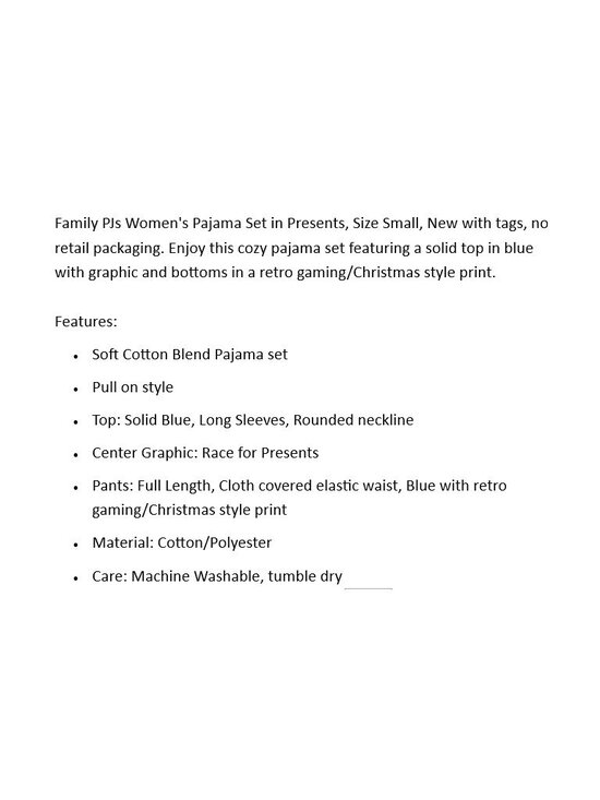 BIN Womens Race for Presents Pajama Set Size S Family PJs Cotton Blend New - Picture 5 of 7